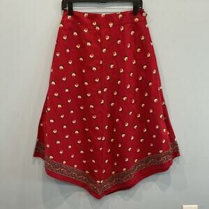 NEW Ralph Lauren Handkerchief Skirt XS Red Calico Western Provence Country Rose